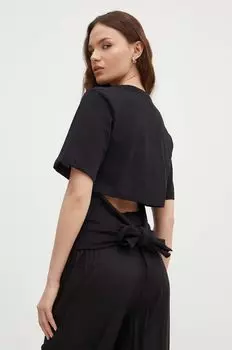 Хлопковая футболка Sisley, черный