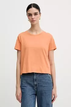 Хлопковая футболка Sisley, оранжевый