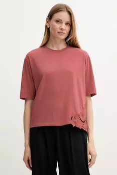 Хлопковая футболка Sisley, розовый