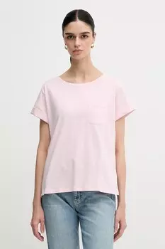 Хлопковая футболка Sisley, розовый