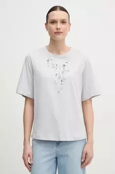 Хлопковая футболка Sisley, серый