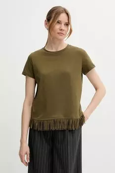 Хлопковая футболка Sisley, зеленый