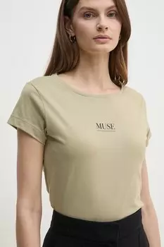 Хлопковая футболка Sisley, зеленый