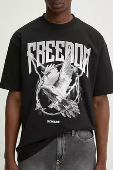 Хлопковая футболка Sixth June, черный