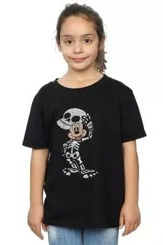 Хлопковая футболка со скелетом Микки Мауса Disney, черный