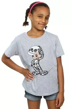 Хлопковая футболка со скелетом Микки Мауса Disney, серый