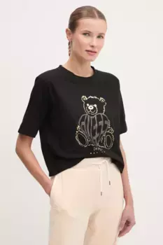 Хлопковая футболка со стразами Guess, черный