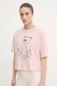 Хлопковая футболка со стразами Guess, розовый