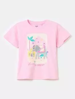 Хлопковая футболка со стразами и принтом Ovs, цвет light pink