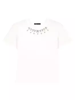 Хлопковая футболка со стразами Maje, белый