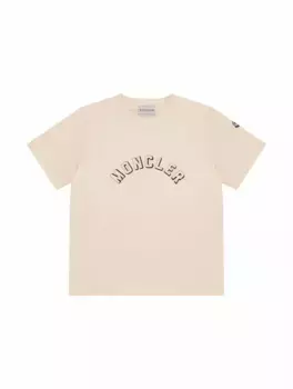 Хлопковая футболка со стразами Moncler, бежевый