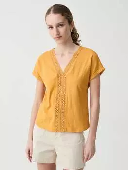 Хлопковая футболка со вставкой, цвет ochre yellow