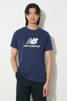 Хлопковая футболка Sport Essentials New Balance, темно-синий