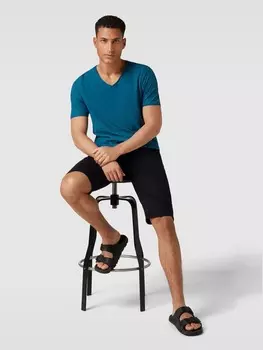 Хлопковая футболка стандартного кроя с V-образным вырезом McNeal, цвет морской волны