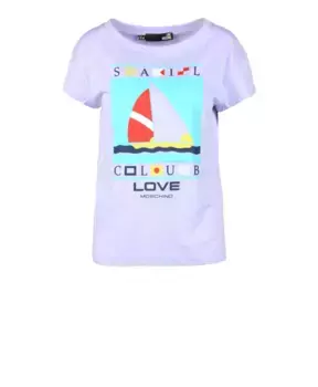 Хлопковая футболка стильного дизайна. Love Moschino, фиолетовый