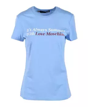 Хлопковая футболка стильного дизайна Love Moschino, синий