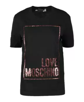 Хлопковая футболка стильного дизайна Love Moschino, черный
