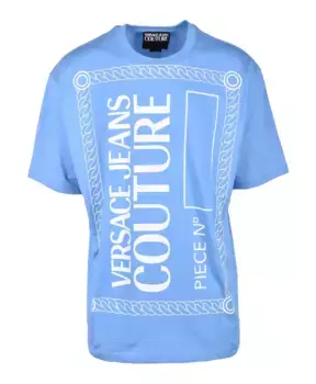 Хлопковая футболка стильного дизайна. Versace Jeans Couture, синий