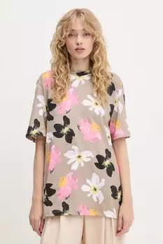 Хлопковая футболка Stine Goya, бежевый