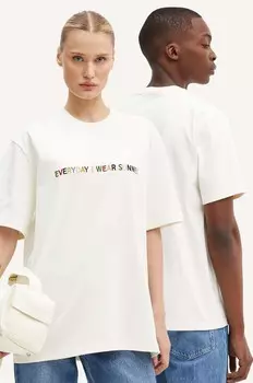 Хлопковая футболка Sunnei, бежевый