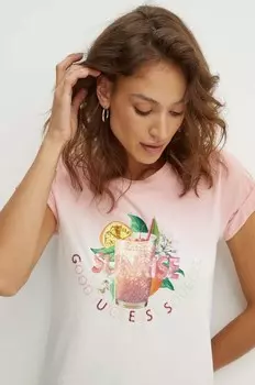 Хлопковая футболка SUNRISE DRINK Guess, мультиколор