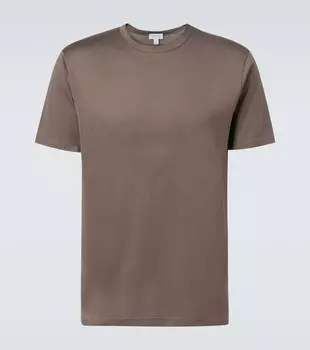 Хлопковая футболка Sunspel, Walnut