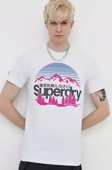 Хлопковая футболка Superdry, белый