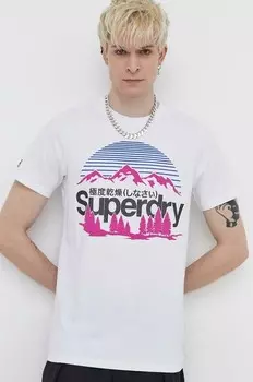 Хлопковая футболка Superdry, белый