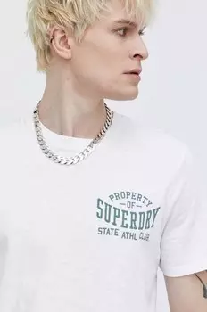Хлопковая футболка Superdry, белый