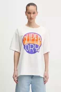 Хлопковая футболка Superdry, белый