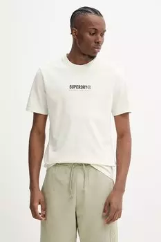 Хлопковая футболка Superdry, бежевый