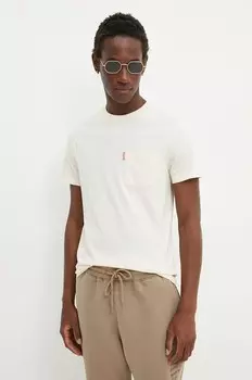 Хлопковая футболка Superdry, бежевый