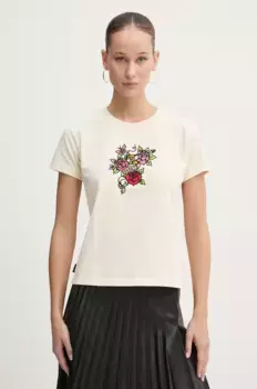 Хлопковая футболка Superdry, бежевый