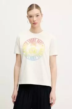 Хлопковая футболка Superdry, бежевый