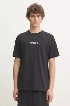 Хлопковая футболка Superdry, черный