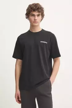 Хлопковая футболка Superdry, черный