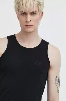 Хлопковая футболка Superdry, черный