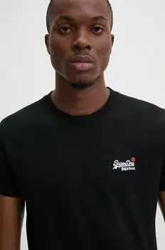 Хлопковая футболка Superdry, черный