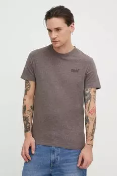 Хлопковая футболка Superdry, коричневый