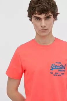 Хлопковая футболка Superdry, роза