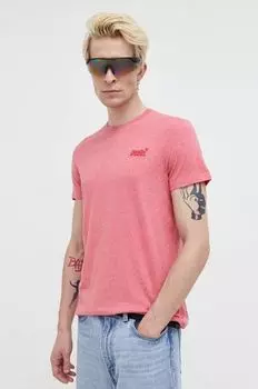 Хлопковая футболка Superdry, розовый