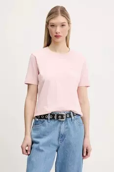 Хлопковая футболка Superdry, розовый