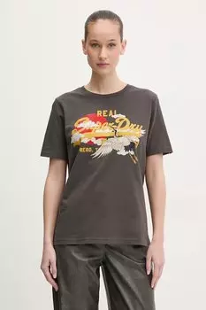 Хлопковая футболка Superdry, серый