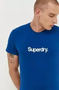 Хлопковая футболка Superdry, синий