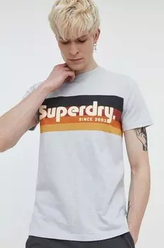 Хлопковая футболка Superdry, синий