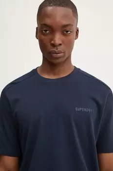 Хлопковая футболка Superdry, темно-синий
