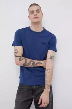 Хлопковая футболка Superdry, темно-синий