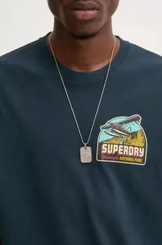 Хлопковая футболка Superdry, темно-синий