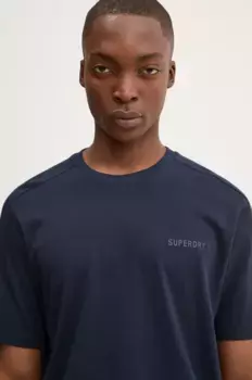 Хлопковая футболка Superdry, темно-синий