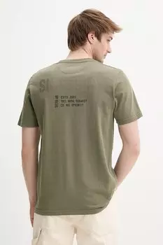 Хлопковая футболка Superdry, зеленый
